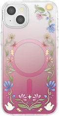 PopSockets iPhone 15 Plus Phone Case with MagSafe, Wireless Charging Compatible, Disney - Boho Wildflowers Maroon