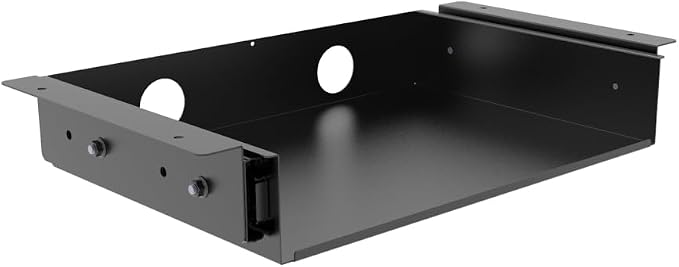 13 inch Under Desk Slide Out Storage Shelf with Cable Managment | Steel Sliding Under Desk Tray Drawer for Standing Desks, Workstations, Cabinet or Gaming