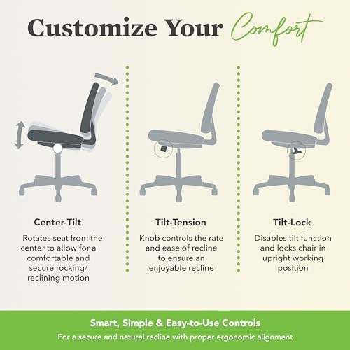 HON Volt Ergonomic Office Chair, Armless, Office Desk Computer Chair, Black