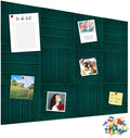 12 Packs Dark Green Felt Pin Board, Large 12" Bulletin Board with 30 Push Pins, Felt Board Slat Wall Paneling for Office Home Kitchen, Self-Adhesive Corkboard Tiles for Classroom Message Photos Memos