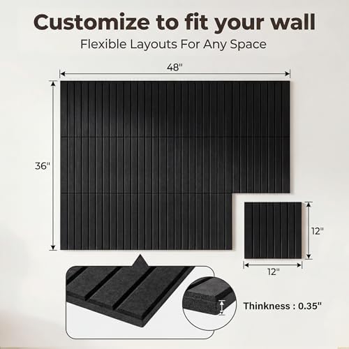 AHEONLAR Felt Bulletin Board 48" x 36", Cork Boards for Walls, 12 Pack Bulletin Board Large Cork Board for Office, Felt Boards with 70 Safe Removable Adhesive Tabs Wall Decor for Home(Black)