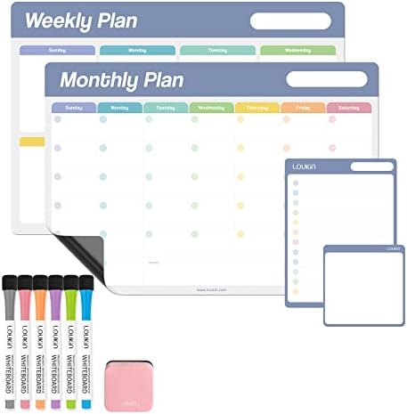 loukin Static Cling Dry Erase Calendar 4 Pack, Monthly Weekly Planner