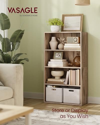 VASAGLE 4-Tier Bookshelf, Storage Organizer, 23.6 x 9.4 x 42.4 Inches