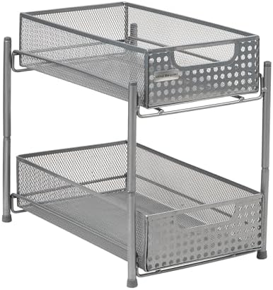 Mind Reader Accessory Organizer, Supply Storage, Desktop, Crafts, Office, Metal Mesh, 8"L x 12.5"W x 11.25"H, White