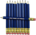 EZPENCILS & GIFTS - Golf Pencils Tipped with Eraser (1/2 a Pencil - Pew Pencils) - Dark Blue Colored Barrel - FREE-PERSONALIZATION - 2HB Black Lead - Custom Text - Non-Smear Eraser – Package of 90