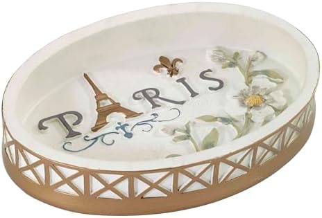 Avanti Linens - Bathroom Set, Hand Painted Resin, Countertop Accessories, Chic Home Decor, Set of 4 (Paris Botanique Collection)