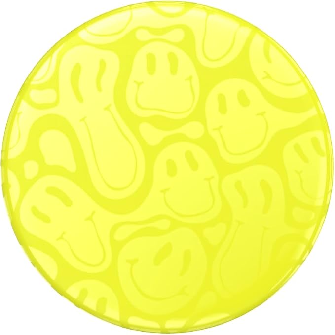 PopSockets Adhesive Phone Grip, Holder- Neon Jolt Smiley | Secure Comfortable Hold, Anti-Drop, Kickstand, Neon Yellow, Smiley, Face