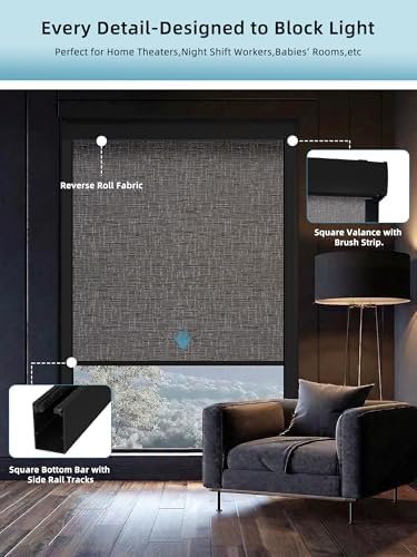 SmartWings Motorized Smart Roller Shades, 100% Blackout Safari Midnight