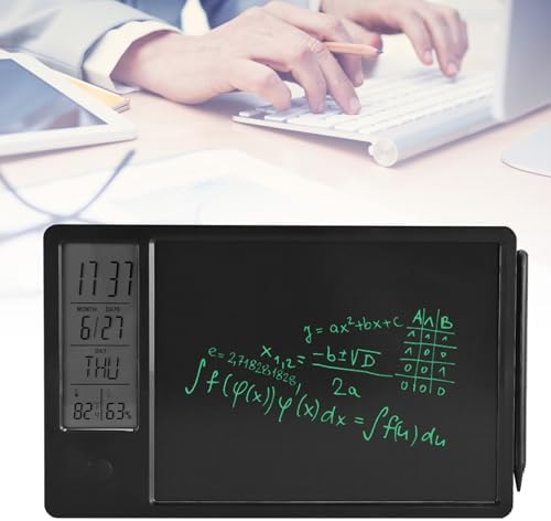Drawing Tablet, 10 Inch Rechargeable LCD Writing Doodle Board, Digital Clock Calendar with Erasable One Key for Office Business Home (Black)