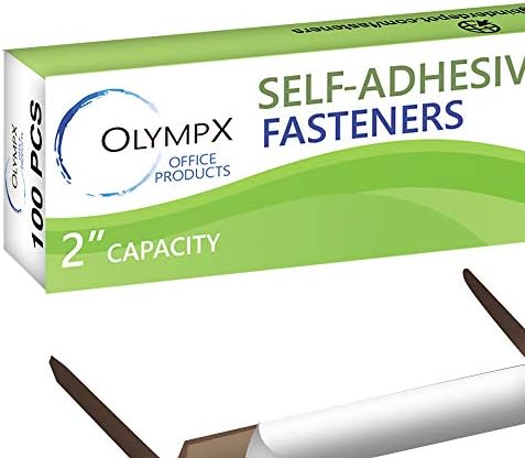 OLYMPX 100 Pcs of 2? Capacity Premium Self Adhesive Prong Paper Fastener Bases, 2.75 Inch Center for Paper File Clip Folder Accessories, 100 per Box