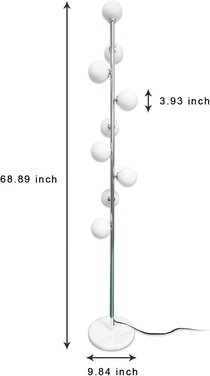 Hsyile Modern Creative Floor Lamp for Living Room,Bedroom,Office,Globe High Pole Standing Lamp, Tree Lamp Chrome Finish,9 Bulbs Included | Globe High Pole Standing Lamp, Tree Lamp Design, 9 Bulbs Included, For Living Room, Bedroom, Office