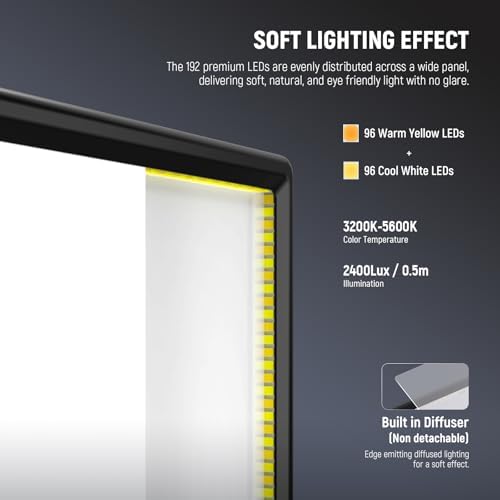 NEEWER Basics 13" LED Video Light Panel, 2 Pack with Tripod Stands, NL-192B