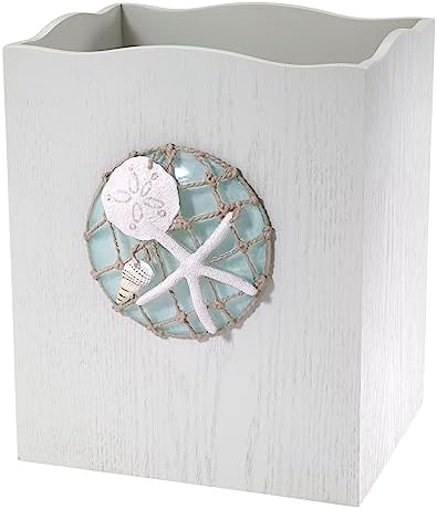 Avanti Linens - Wastebasket, Decorative Trash Can, Coastal, Seaglass