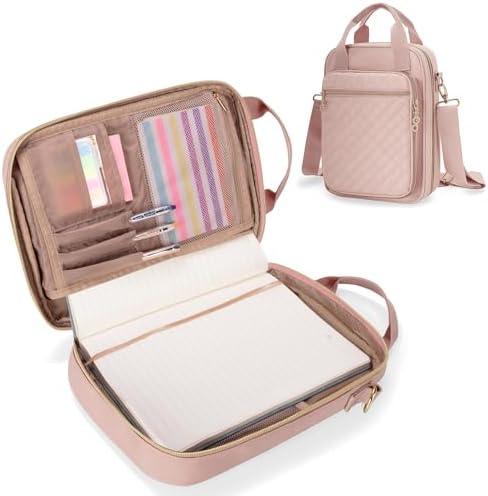 Teamoy Journal Supplies Storage Case, Planner Bag with Pen Slots, Pink