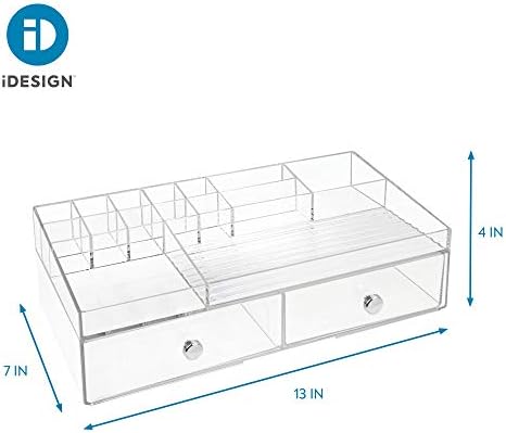 iDesign 3 Plastic Vanity, Compact Slim Storage Organization Drawers Set for Cosmetics, Dental Supplies, Hair Care, Bathroom, Dorm, Desk, Countertop, Office, 6.5" x 7" x 5"
