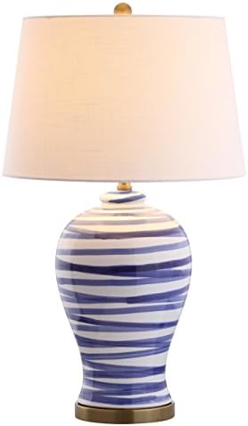 JONATHAN Y Joelie Ceramic Table Lamp Modern Coastal 29", Blue/White