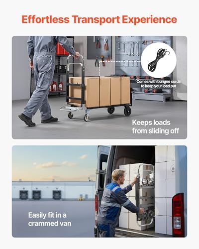 VEVOR 2 in 1 Folding Hand Truck, 500 lbs Load Capacity, 4-Wheel Mode Dolly
