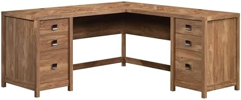 Sauder Cannery Bridge L-Shaped Desk with 6 Storage Drawers, Sindoori Mango Finish