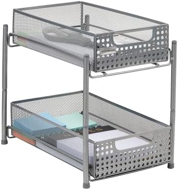 Mind Reader Accessory Organizer, Supply Storage, Desktop, Crafts, Office, Metal Mesh, 8"L x 12.5"W x 11.25"H, White