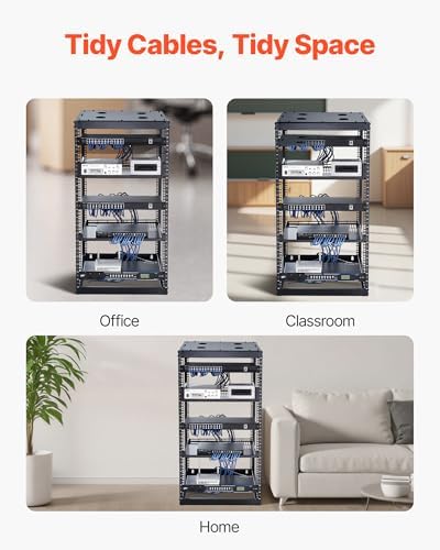VEVOR 20U Server Rack, Open Frame Network Rack,4-Post Floor Standing or Wall Mounted, Includes 2PCS Vented 1U Rack Shelves & Mounting Hardware, Computer Wall Rack for 19" IT/AV Equipment