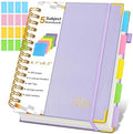 Spiral Notebook Journal with Removable Dividers Tabs, 300 Pages Hardcover Leather 5 Subject College Ruled Notebook, 6.1"x8.2" Large A5 Lined Journal for Women, Spiral Notebook for Work School, Purple