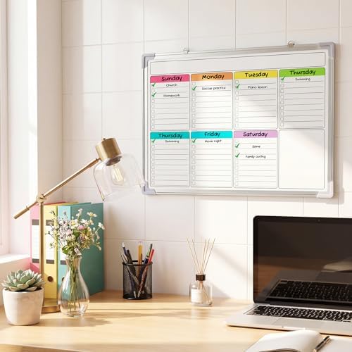 Lincia 36" x 24" Magnetic to Do List Whiteboard, Weekly Planner, Pleochroic