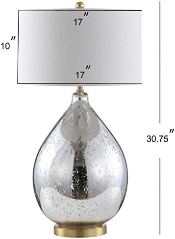 JONATHAN Y Sasha Glass Metal Teardrop Table Lamp 30.75", Mercury Silver