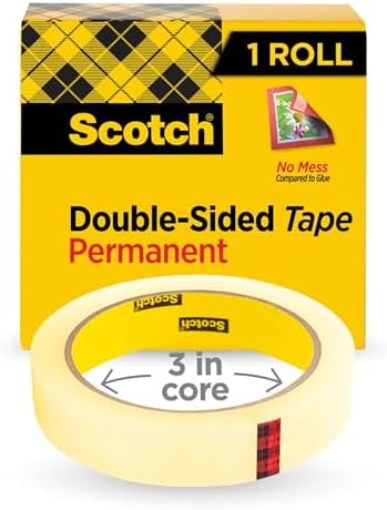 Scotch Double Sided Tape, Office and School Supplies for Arts and Crafts, Alternative to Scrapbooking Glue, 0.75 in. x 1296 in., 1 Tape Refill Roll
