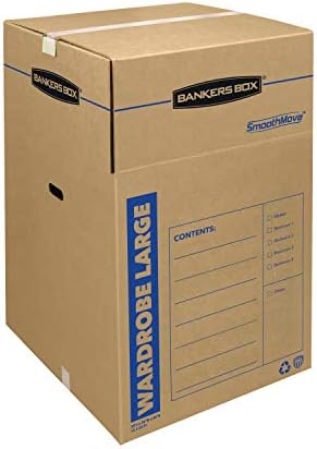 Bankers Box 3-Pack Tall Wardrobe Moving Boxes, 24" x 24" x 40"