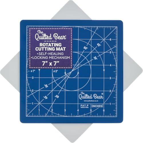 The Quilted Bear 7" x 7" Rotating Self-Healing Cutting Mat, Blue