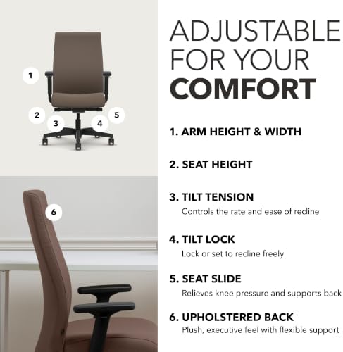 HON Ignition 2.0 Ergonomic Office Chair, Lumbar Support, Desk Chair, Bark