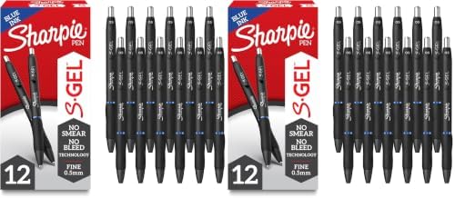 Sharpie S-Gel Pens, Fine Point (0.5mm), Blue Gel Ink, For Home, Office, School (Pack of 24)