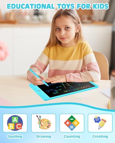 PINKCAT LCD Writing Tablet, Doodle Board Toys Gifts for 3-8 Year Old Girls Boys, 10 Inch Mess Free Coloring Books, Drawing Pad for Kids, Gifts for Toddler Christmas Stocking Stuffers Travel, Blue