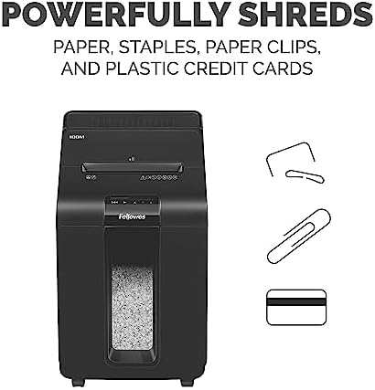 Fellowes AutoMax Micro-Cut 100M Commercial Office Auto Feed 2-in-1 Paper Shredder with 100-Sheet Capacity, Black