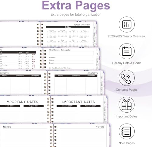 Planner 2026-2027, Weekly and Monthly Academic Year Calendar Planner, July 2026 - June 2027, Daily Agenda Book for Office School Supplies, A5(6.3'' x 8.5'')