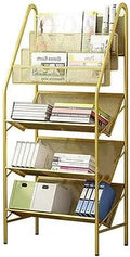 zktoermn Metal Storage Shelves Book, Newspaper, Magazine Storage Rack Storage Shelving Unit Organizer for Laundry Kitchen Bathroom Pantry Closet (Color : Gold, Size : 55x28x115cm)