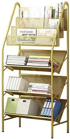 zktoermn Metal Storage Shelves Book, Newspaper, Magazine Storage Rack Storage Shelving Unit Organizer for Laundry Kitchen Bathroom Pantry Closet (Color : Gold, Size : 55x28x115cm)