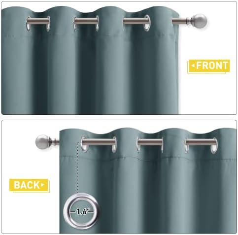 NICETOWN Sound Barrier 100% Blackout Divider Curtains 84", Noise, Heat and Cold Blocking Drapes with Felt Fabric Lining for Nursery/Daytime Sleep/Bedroom (Greyish Blue, 2 PCs, 52" Wide)