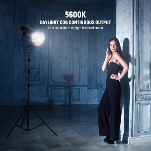 NEEWER CB200 210W LED Video Light with 2.4G/APP Control, 5600K Daylight COB Continuous Output Lighting for Photography with 98500lux/m, CRI97+/TLCI97+, 9 Scenes, PWM Dimming, Bowens Mount