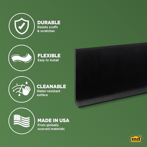 M-D Building Products 75218 4-Inch by 4-Feet Dry Back Vinyl Wall Base, Black (Pack of 5)