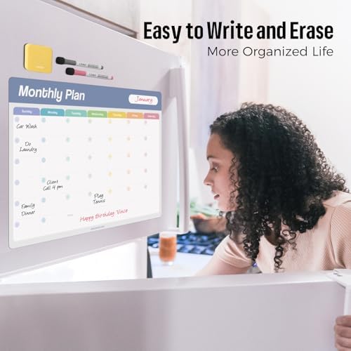 loukin Static Cling Monthly Dry Erase Calendar, Whiteboard Planner