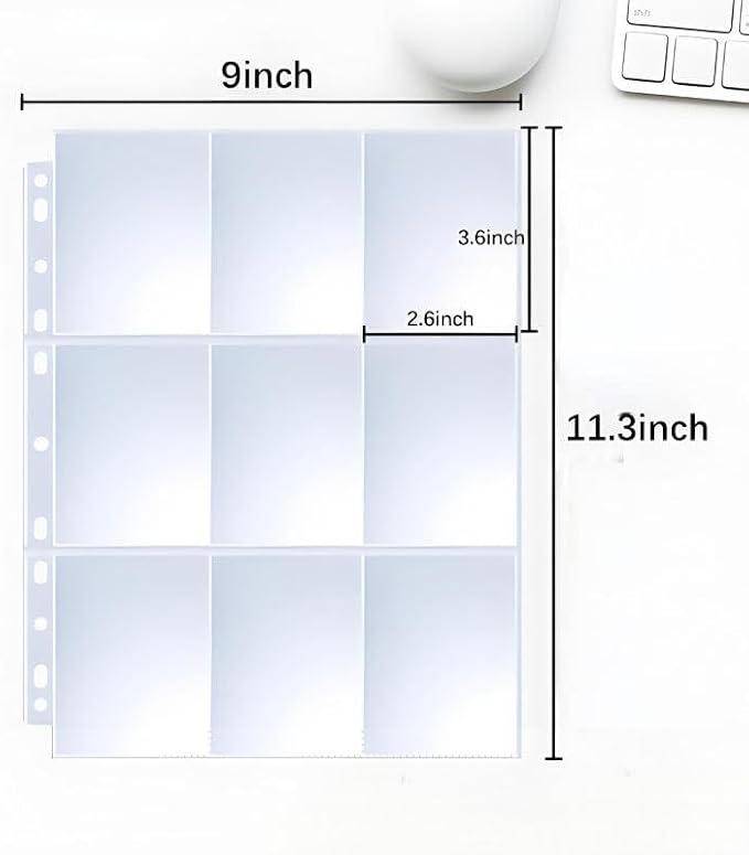 100 Pack 11-Hole Sheet Protectors, Top-Loading Clear Sleeves, Heavy Duty, Waterproof/Dustproof, High Transparency, Fits 3-Ring Binders, Thick & Durable for Photos/Documents