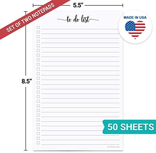 321Done To Do List Notepad, 5.5x8.5, 2-Pack, 50 Sheets Each, College Ruled