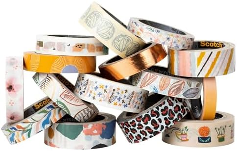 Scotch Washi Tape, Whimsical Design, 15 Rolls, Great for Bullet Journaling, Scrapbooking and DIY Décor (C1017-15-P5)