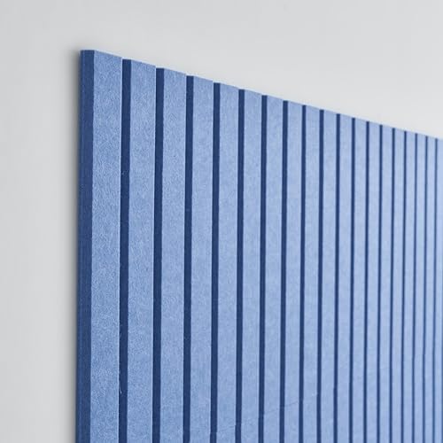 VIVELDA Felt Bulletin Board Tiles 48"x36" -12-Pack Cork Board Alternative, OEKO-TEX Certified, NRC 0.95 Acoustic Wall Panels, Damage-Free Adhesive, Slatted Design, Home Office, Classroom (Pastel Blue)