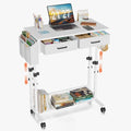 Standing Desk with Wheels, Adjustable Height Rolling Desk with 2 Drawers