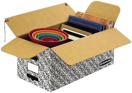 Bankers Box 4-Pack String & Button Medium-Duty File Box, Letter, FastFold