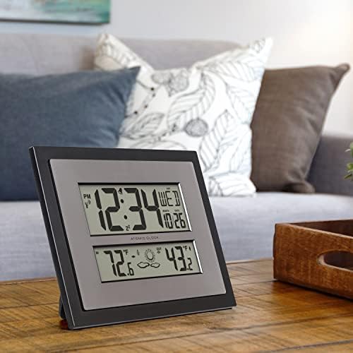 La Crosse Technology 512-65937 Black Atomic Digital Clock with Temperature