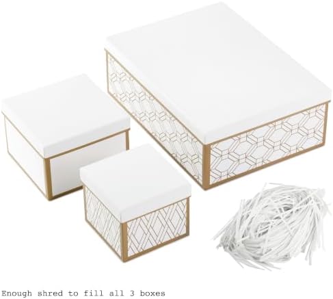 Hallmark Nesting Gift Boxes with Lids and Fill, 3-Pack (White and Gold)