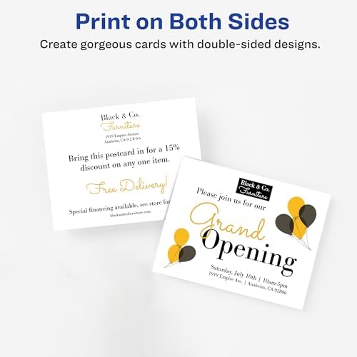 Avery Printable Postcards with Sure Feed Technology, 4" x 6", White, 100 Blank Postcards for Laser Printers (5389)